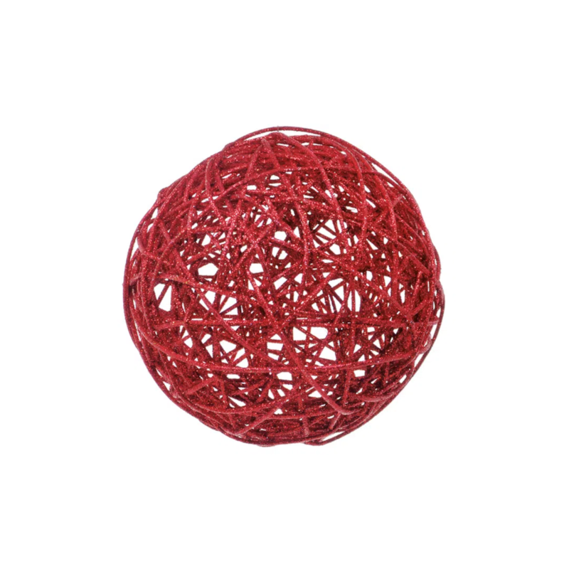 Enfeite Bola Rattan Vermelha 20cm Cromus 