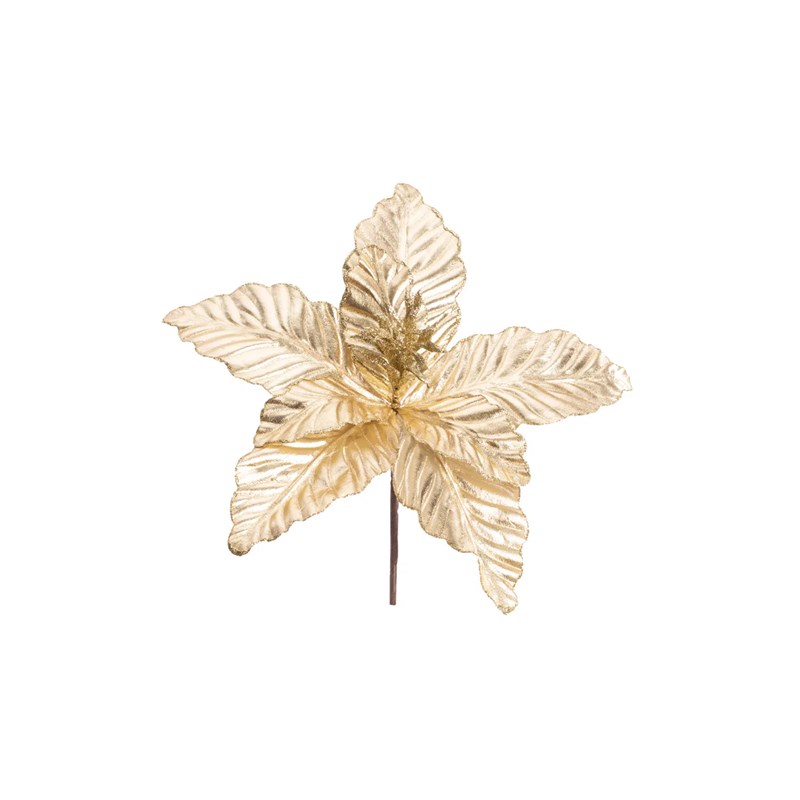 Enfeite Flor Poinsentia Ouro 31cm Cromus 