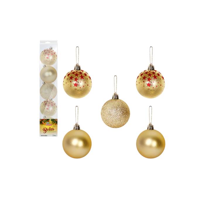 bolas de natal vermelha dourada 7cm bolas natalina 7 cm - Zein