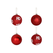 Enfeite Natalino Bola HOHOHO Vermelha 8cm com 4 Peças Zein