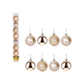 Enfeite Natalino Bola Lisa Champanhe 6cm com 8 Peças Zein