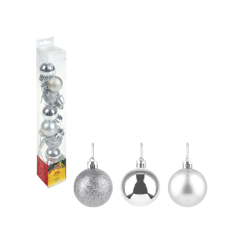 Enfeite Natalino Bola Lisa Prata 2,5cm com 8 Peças Zein