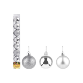 Enfeite Natalino Bola Lisa Prata 6cm com 8 Peças Zein