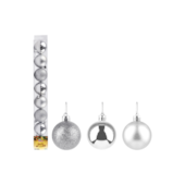 Enfeite Natalino Bola Lisa Prata 6cm com 8 Peças Zein