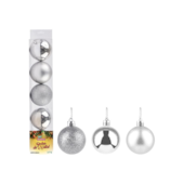 Enfeite Natalino Bola Lisa Prata 8cm com 5 Peças Zein