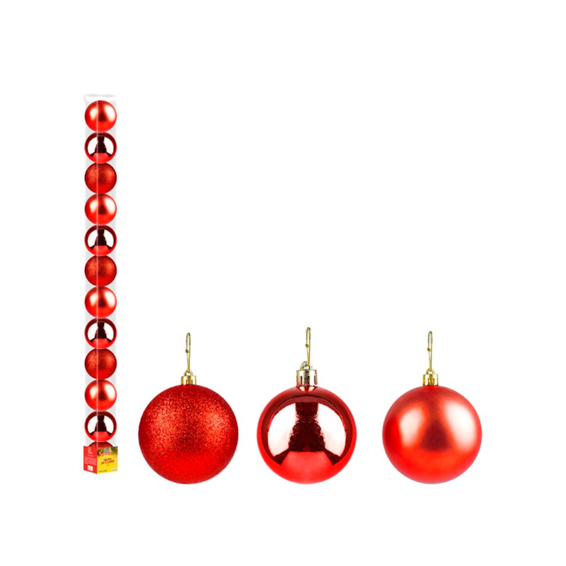 Enfeite Natalino Bola Lisa Vermelha 4cm com 12 Peças Zein