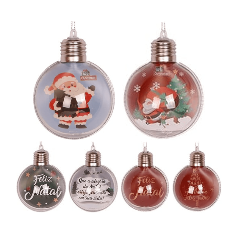 Enfeite Natalino Bola Noel Decorada de 8cm Zein