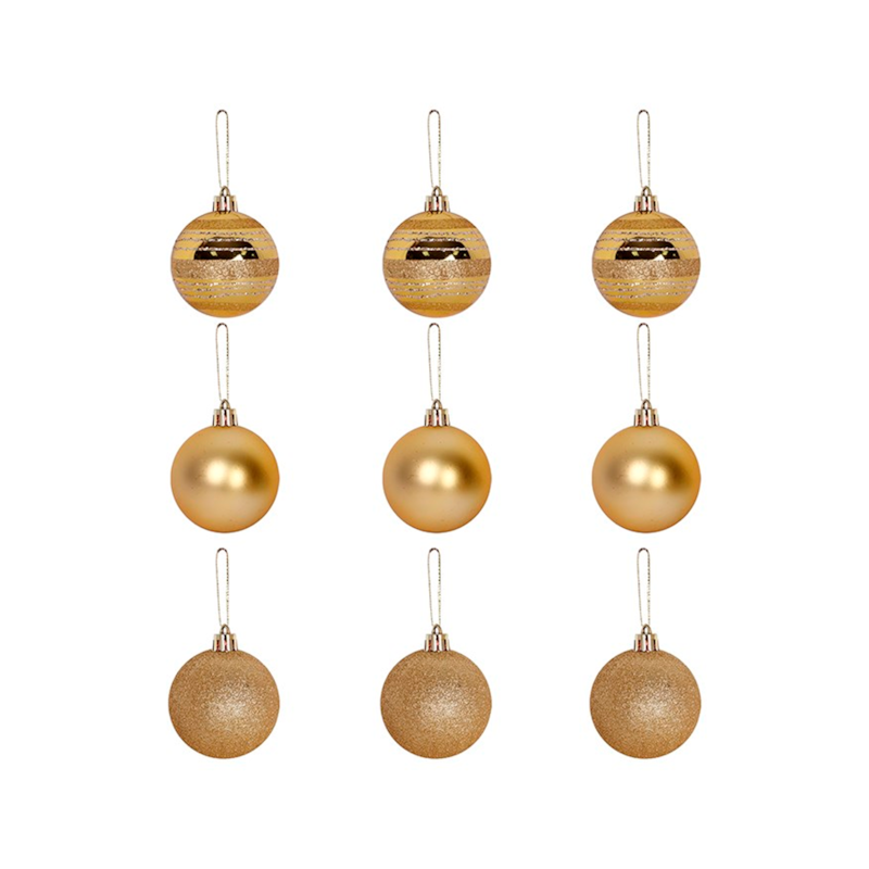 Enfeite Natalino Bola TB Encanto 5cm com 9 Peças Dourado Zein