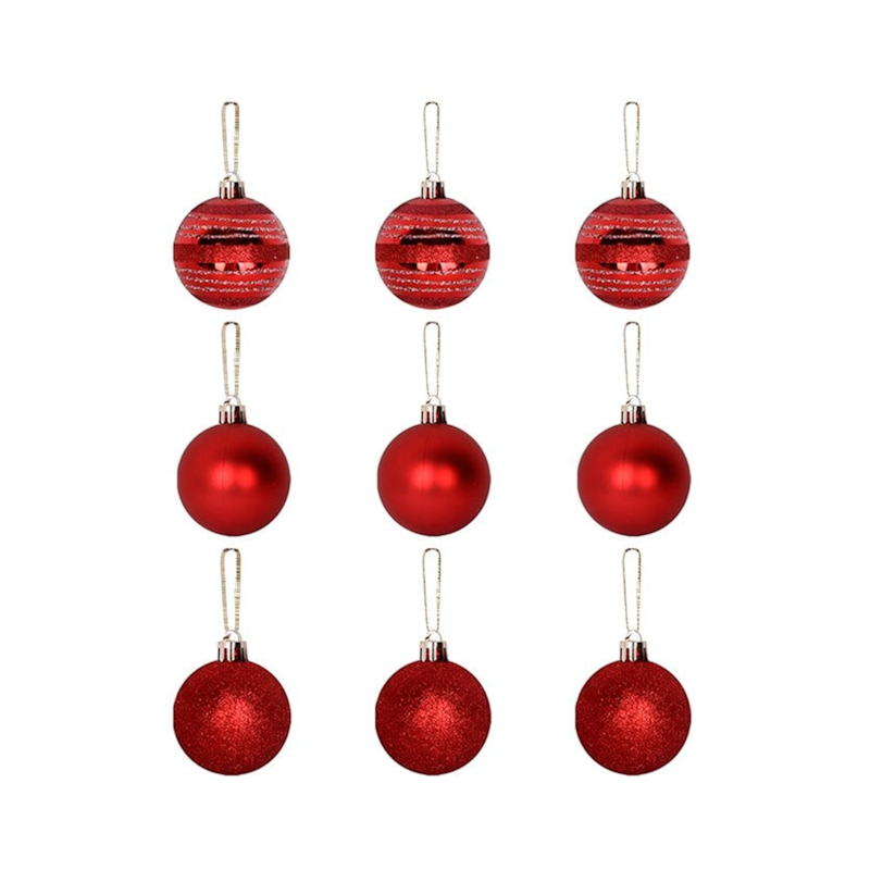 Enfeite Natalino Bola TB Encanto 5cm com 9 Peças Vermelho Zein
