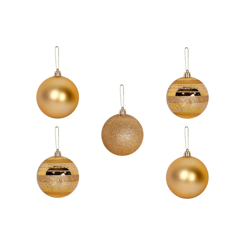 Enfeite Natalino Bola TB Encanto 7cm com 5 Peças Dourado Zein