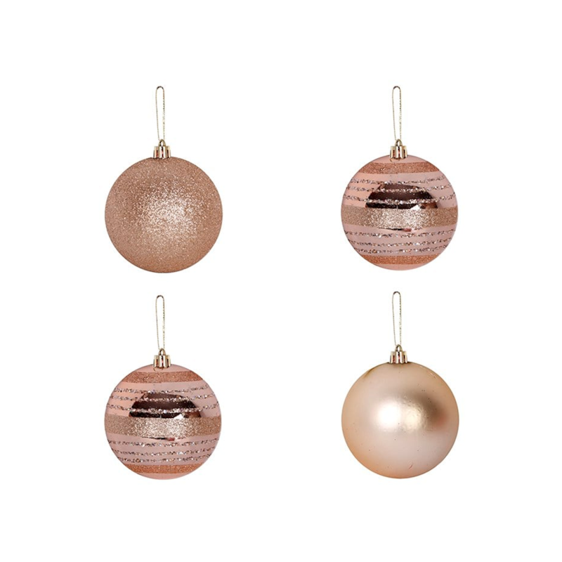 Enfeite Natalino Bola TB Encanto 8cm 4 Peças Champanhe Zein