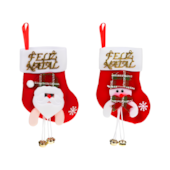 Enfeite Natalino Bota com Boneco de Neve com Guizo e Bota do Papai Noel com Guizo 15cm Zein