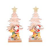Enfeite Natalino de Madeira do Papai Noel e Boneco 18cm Zein