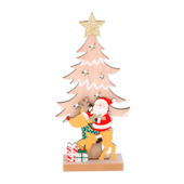 Enfeite Natalino de Madeira do Papai Noel e Boneco 18cm Zein