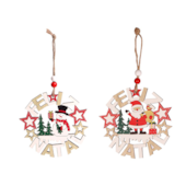 Enfeite Natalino de Porta Feliz Natal de Madeira 10cm Zein