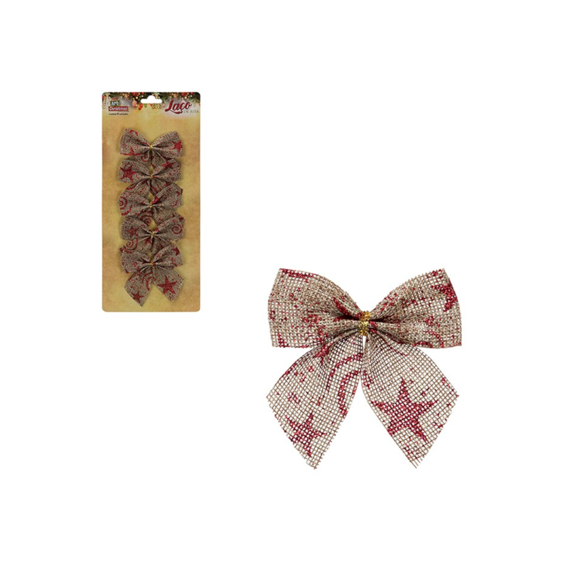 Enfeite Natalino Laço de Juta Decorado com 5 Peças 8x6,5cm Zein