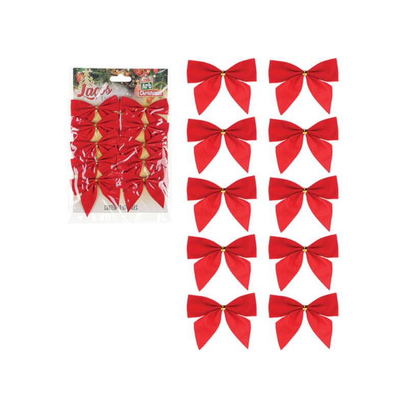 Enfeite Natalino Laço Vermelho com 10 Peças 5x6cm Zein