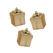 Enfeite Natalino Presente Dourado com 3 Peças Cromus Enfeite Natalino Presente Dourado com 3 Peças Cromus