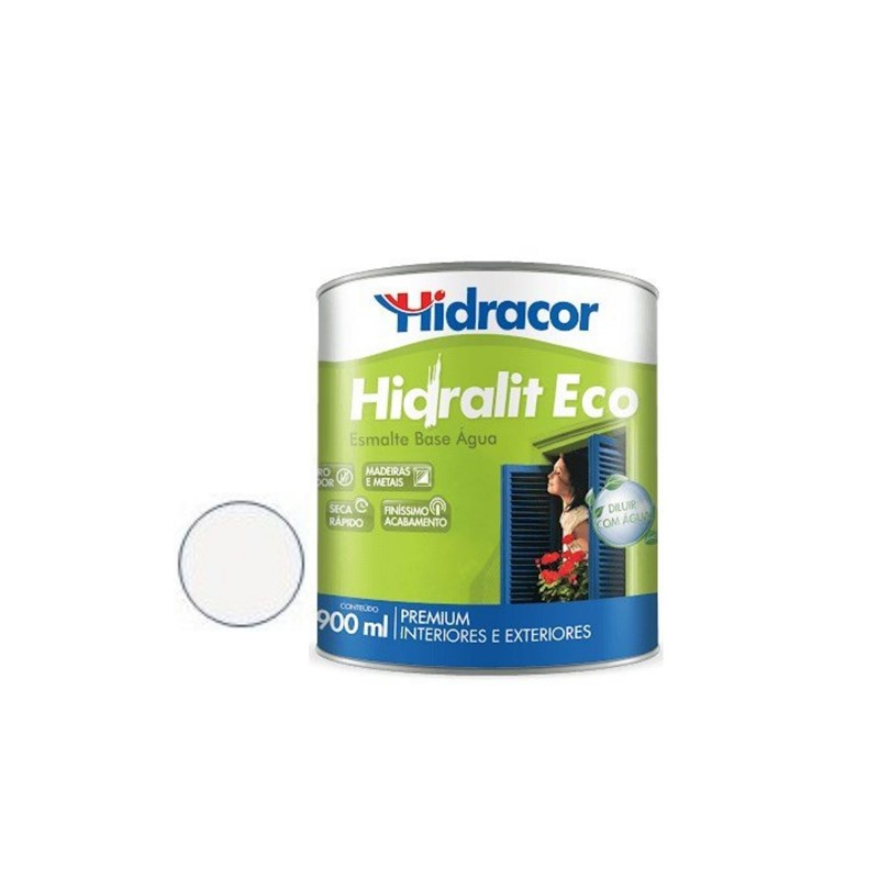 Esmalte Sintético Base de Água Hidralit Eco Acetinado Branco 0.9L Hidracor