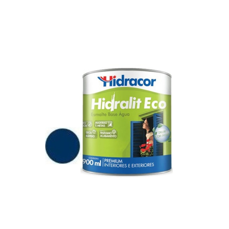 Esmalte Sintético Base de Água Hidralit Eco Azul Del Rey 0.9L Hidracor