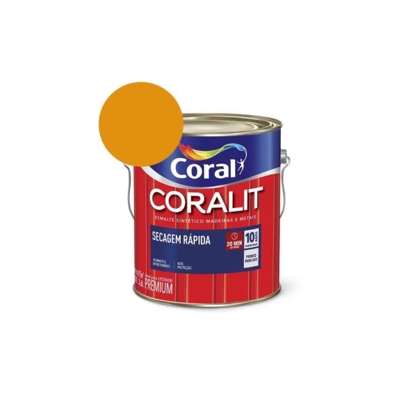  Esmalte Sintético Coralit Secagem Rápida Brilhante Amarelo Trator 3.6L Coral