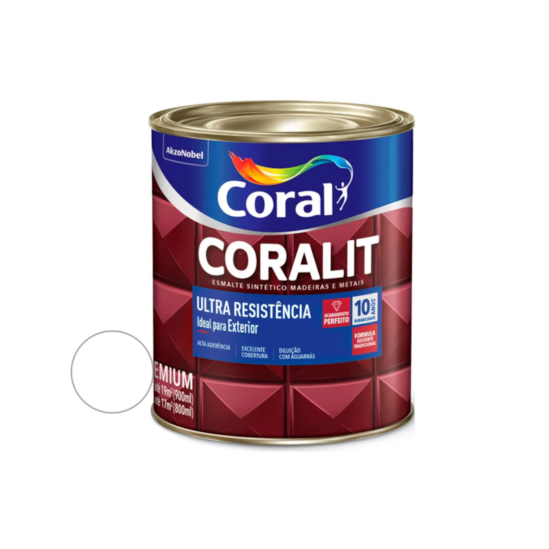 Esmalte Sintético Coralit Ultra Resistência Acetinado Branco 900ML Coral