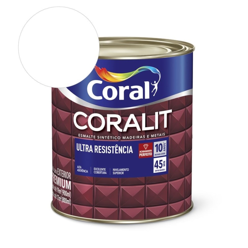 Esmalte Sintético Coralit Ultra Resistência Alto Brilho Branco 900ml Coral