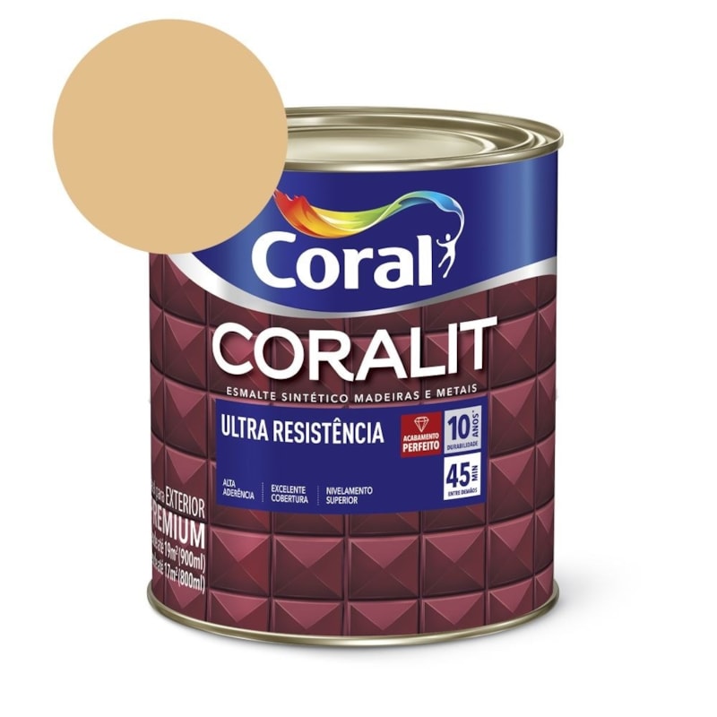 Esmalte Sintético Coralit Ultra Resistência Alto Brilho Creme 900ml Coral