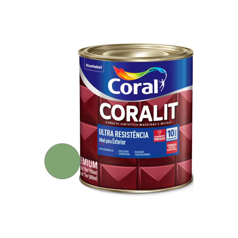 Esmalte Sintético Coralit Ultra Resistência Alto Brilho Verde Nilo 900ml Coral