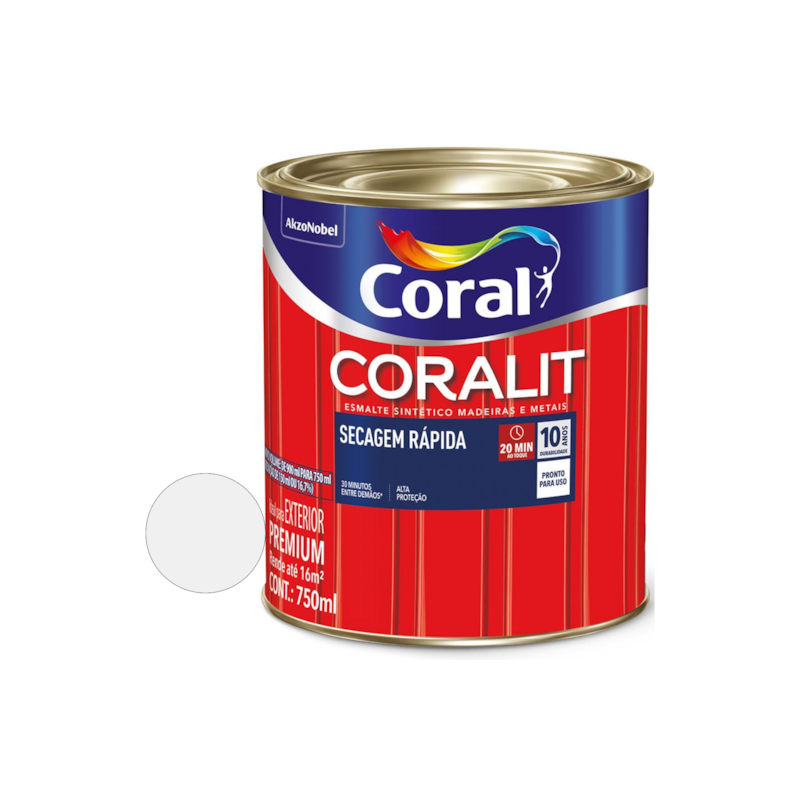 Esmalte Sintético Coralite Secagem Rápida Brilhante Platina 750ml Coral