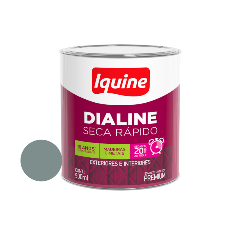 Esmalte Sintético Dialine Seca Rápido Cinza Médio 900ml Iquine