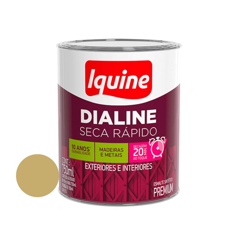 Esmalte Sintético Dialine Seca Rápido Dourado 750ml Iquine