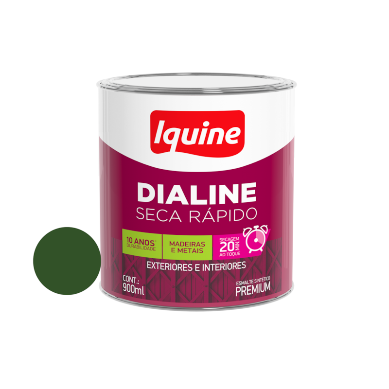 Esmalte Sintético Dialine Seca Rápido Verde Folha 900ml Iquine