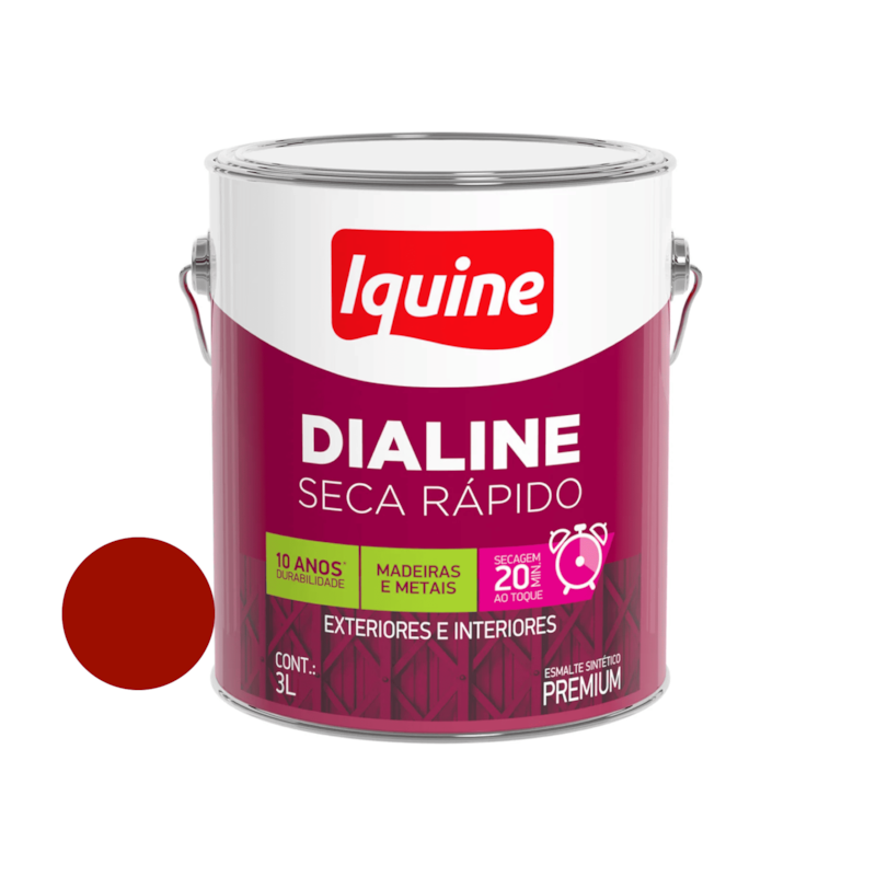 Esmalte Sintético Dialine Seca Rápido Vermelho 3,0L Iquine