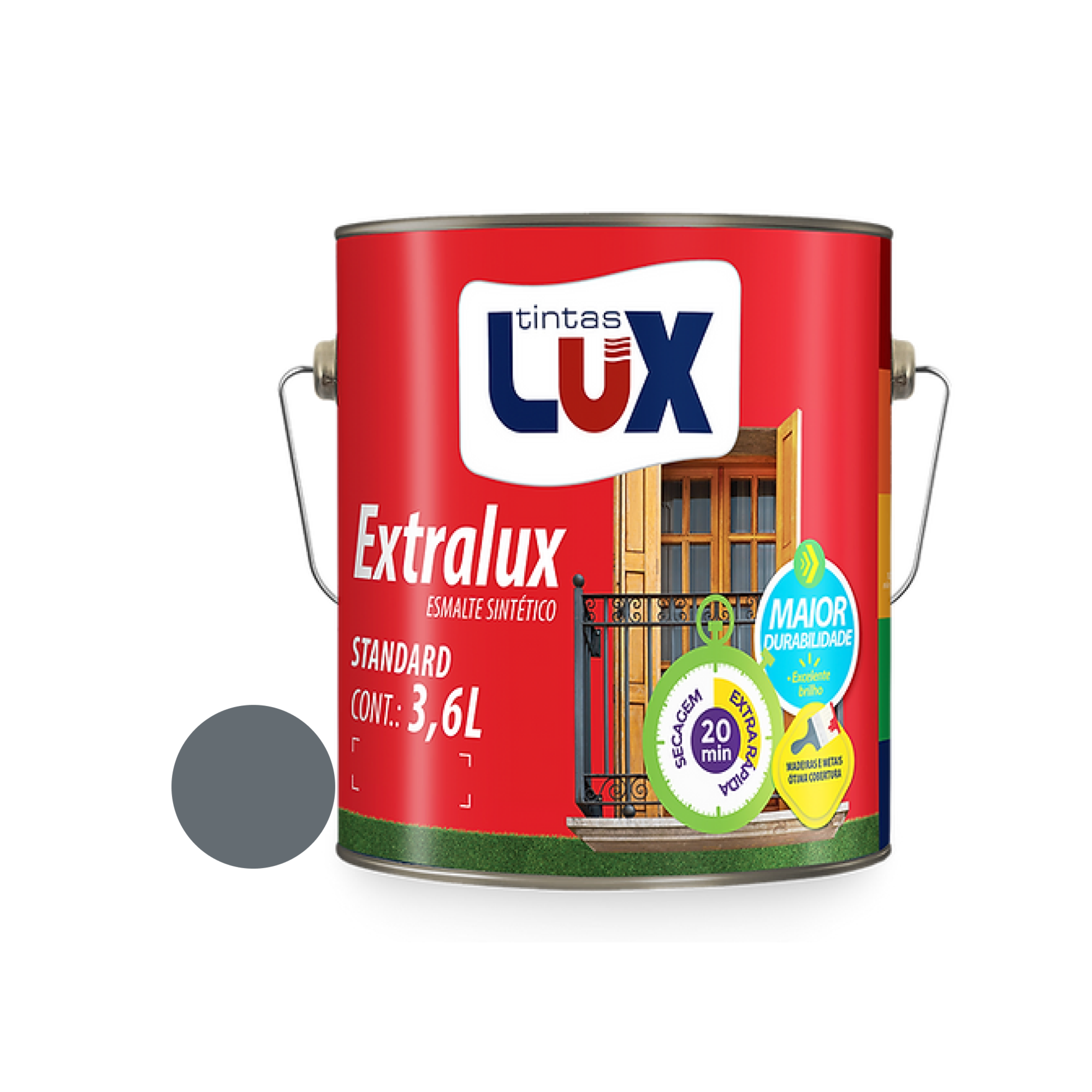 Esmalte Sintético Extralux Brilhante Cinza Médio 3,6L Lux - Apotiguar