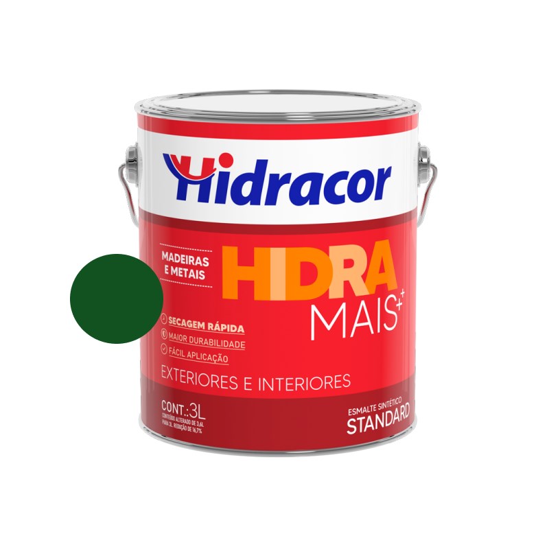 Esmalte Sintético Hidramais Verde Folha 3,0L Hidracor 