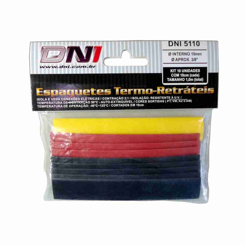 Espaguete Retrátil 10mm Contração 10pc Dni