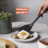 Espátula de Silicone Duplo Lisa Preto Oikos