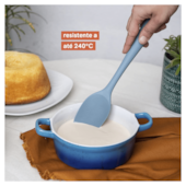 Espátula Redonda Silicone Duplo Azul Oikos