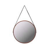Espelho Adnet Redondo 60cm Marrom com Alça Preta Reduna Espelho Adnet Redondo 60cm Marrom com Alça Preta Reduna