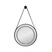 Espelho Adnet Redondo Led 50cm Preto com Alça Preta Reduna Espelho Adnet Redondo Led 50cm Preto com Alça Preta Reduna