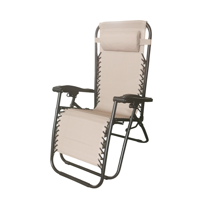 Espreguiçadeira Dobrável em Aço SH212B Bege Casa Ok
