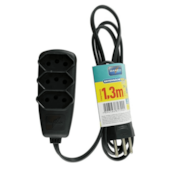 Extensão Elétrica Sort 3 Tomadas 2P+T 1,3m 10A 250V Preta Daneva Extensão Elétrica Sort 3 Tomadas 2P+T 1,3m 10A 250V Preta Daneva
