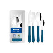 Faqueiro Leme Inox Azul 12 Peças Tramontina Faqueiro Leme Inox Azul 12 Peças Tramontina