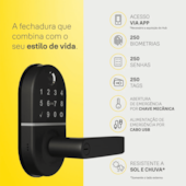 Fechadura Digital Compact com Biometria Preto Yale