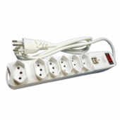 Filtro de Linha 6 Tomadas 2P+T com 2 Entradas USB Branco 1,5m DNI Filtro de Linha 6 Tomadas 2P+T com 2 Entradas USB Branco 1,5m DNI