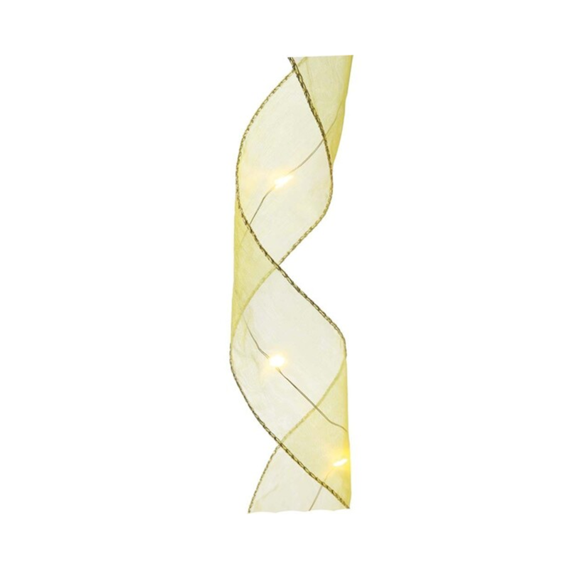 Fita Cordão Voil 20 LEDs Amarelo Claro à Pilha 2AA 1,90 Metros Cromus