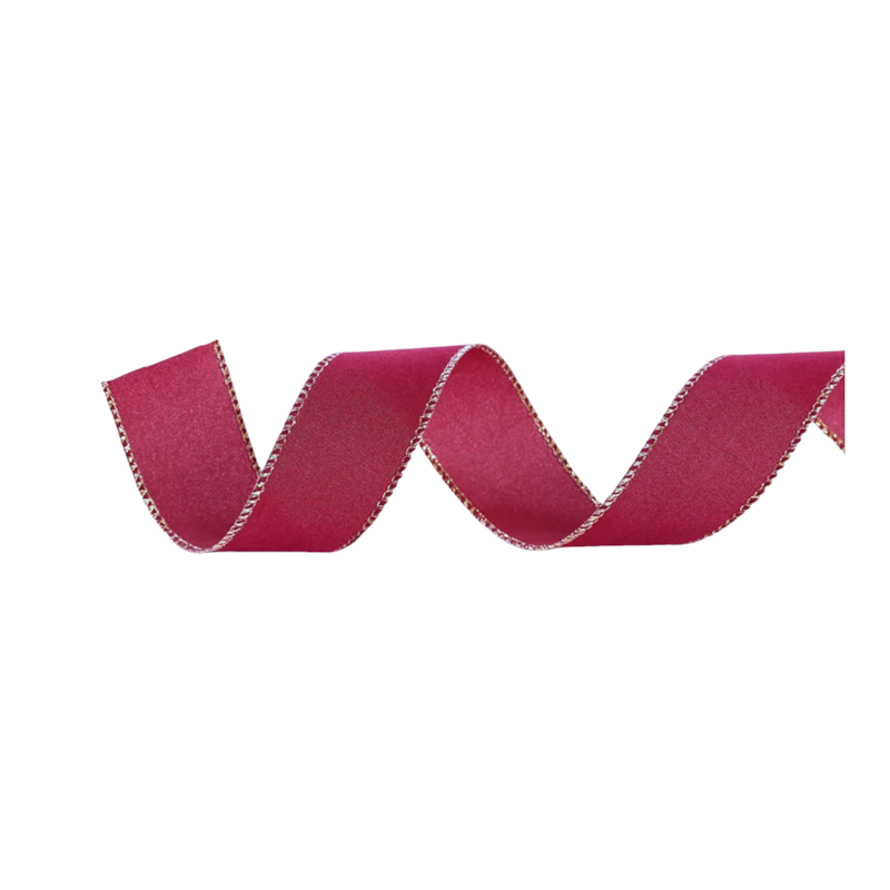 Fita Veludo Lisa Vinho com Ouro 3,8cm x 9,14m Cromus