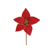 Flor Poinsétia com Glitter Vermelho/Ouro 17cm Cromus