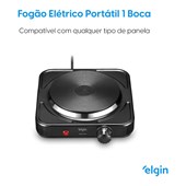 Fogão Elétrico 1 Boca 1000W Preta 220V Elgin